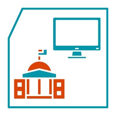 A government building next to a computer screen.