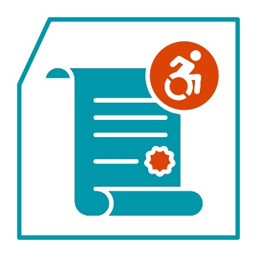 A law document with a disability icon.