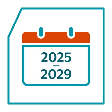 A calendar that says '2025 to 2029'.