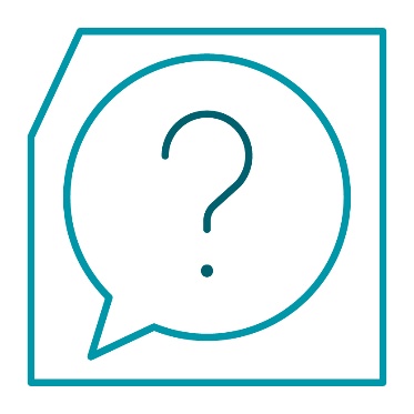 A speech bubble with a question mark in it.