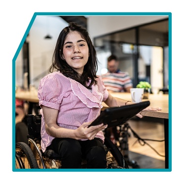 A person using a tablet.