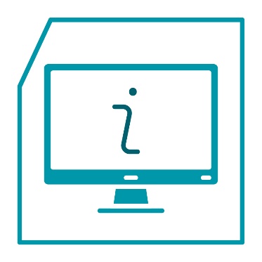 A computer screen that shows an information icon on it.