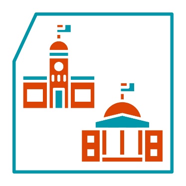 A local government building and a state government building.