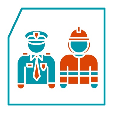 A police officer next to a firefighter.