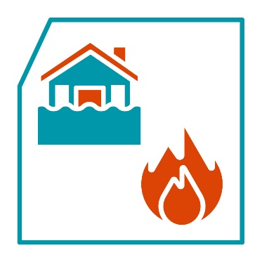 A house in a flood and a fire.